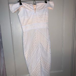 Off the shoulder midi bodycon dress